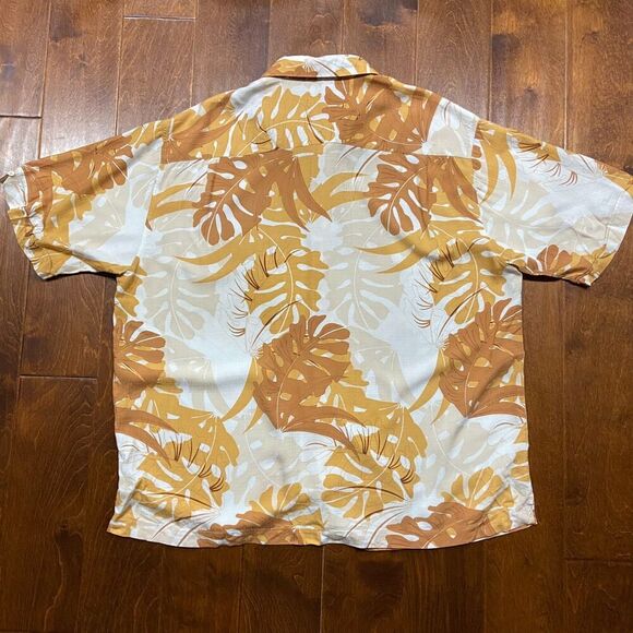 Cubavera Casual Summer Viscose White Orange Tan Button Front Shirt Men's XXL - Picture 5 of 8